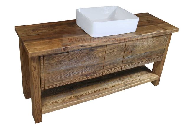 Szafka łazienkowa stojąca, stare drewno, dwie szuflady