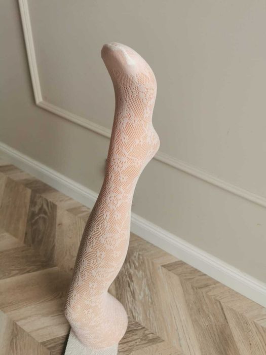 Rajstopy koronkowe bianco, siateczka – 3/4 M-L, nowe