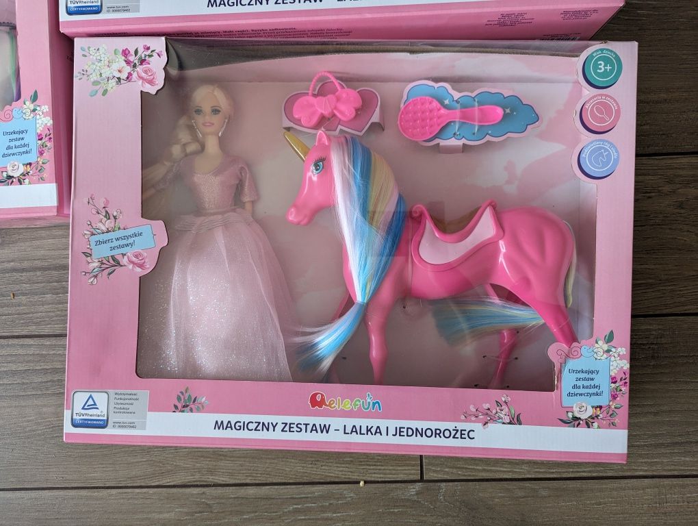 Lalka barbie z jednorożcem zestaw lalka i jednorożec