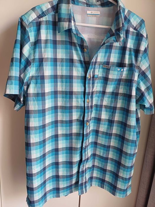 Columbia Men's Super Slack Tide Camp Shirt, Pool Mid Gingham, Small