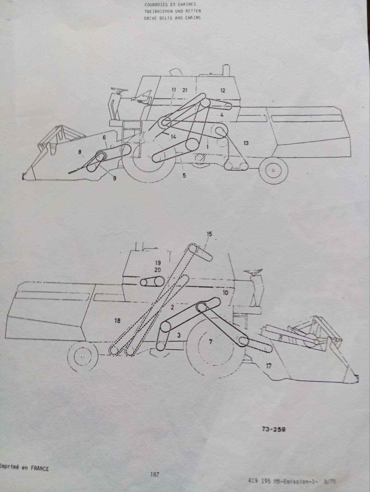 Каталог запчастин комбайн Massey Ferguson 187