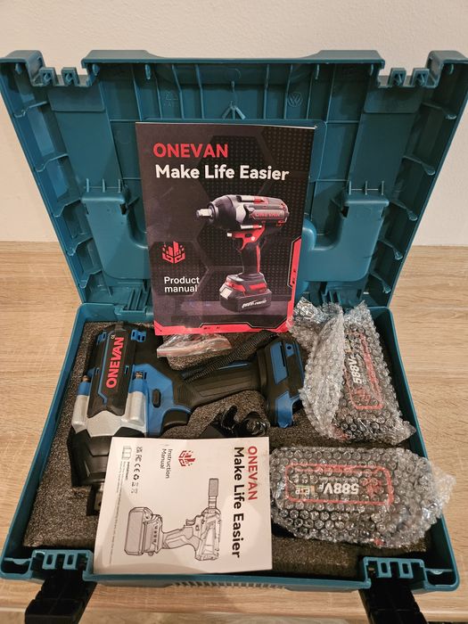 Nowy klucz udarowy ONEVAN 1800Nm dwie baterie walizka ładowarka
