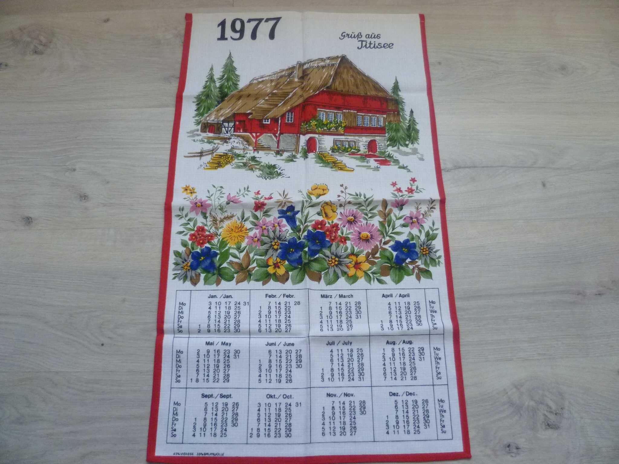Ścierka ściereczka makatka kalendarz 1977 unikat do kolekcji