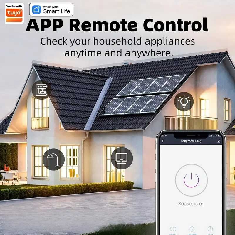 Розумна WiFi розетка 16А/20A 220V Tuya, Amazon alexa, Google assistant