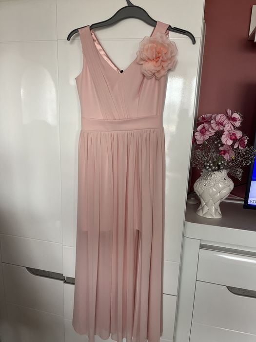 Sukienka rozcięcie kwiat kwiatek długa wesele ślub