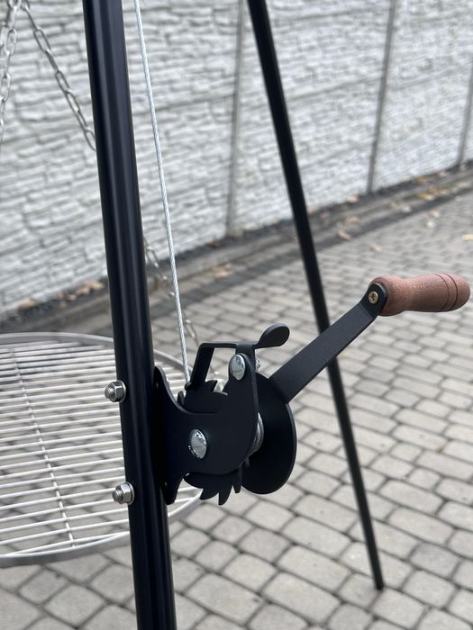 GRILL ogrodowy trójnóg solidny ruszt nierdzewny