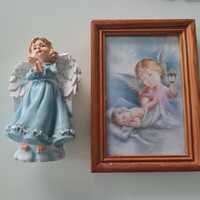 Figurka Anioł i obrazek z Aniołem Stróżem