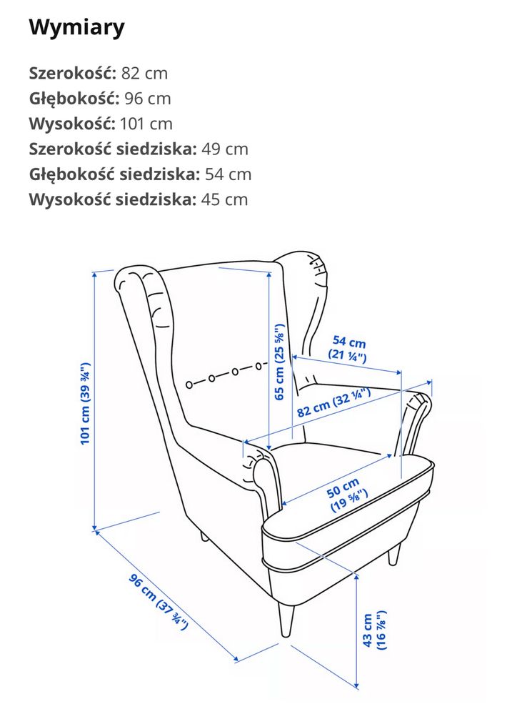 Fotel Uszak Ikea + podnóżek