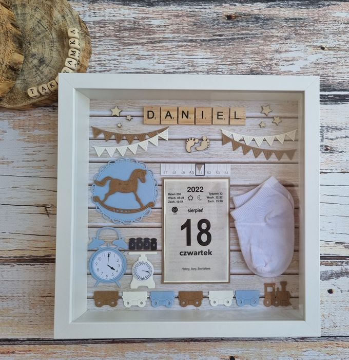 Metryczka w ramce 3d dla dziecka