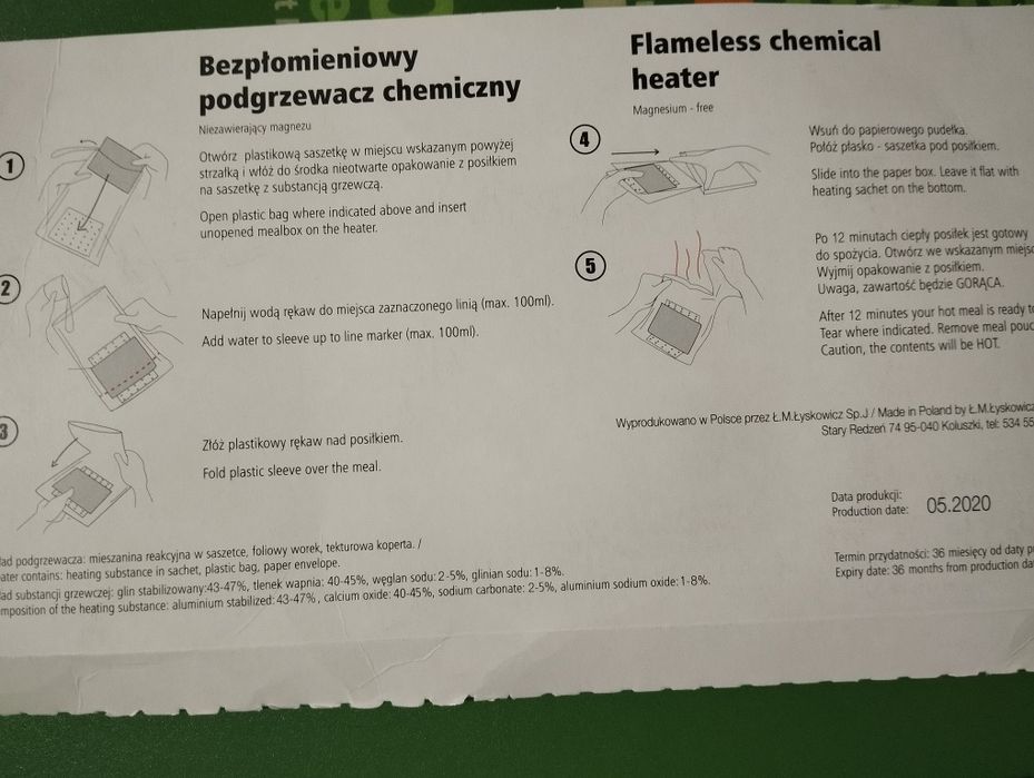 Bezpłomieniowy podgrzewacz chemiczny