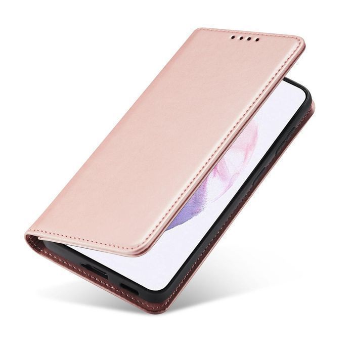 Etui Magnet Card Case do Samsung Galaxy S22 - Różowe Pokrowiec Portfel