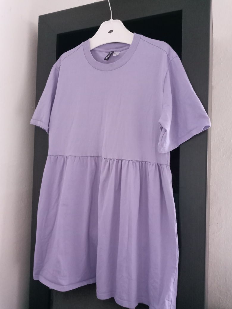 H&M XS-M liliowa oversizowa sukienka 100% bawełna
