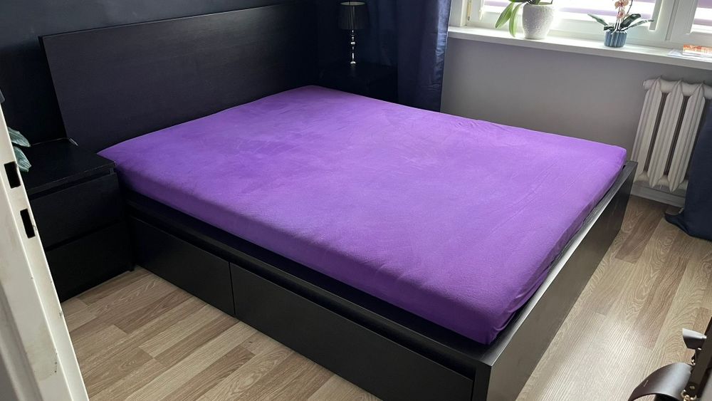Łóżko 160x200 IKEA MALM z szufladami i szafkami bocznymi