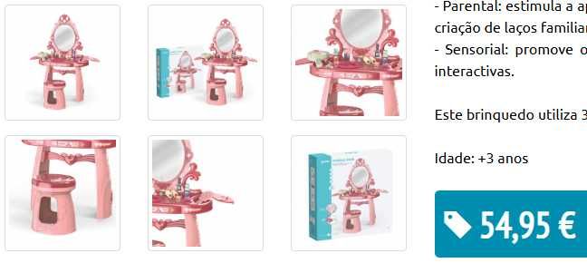 Toucador mágico luz e sons e peças.