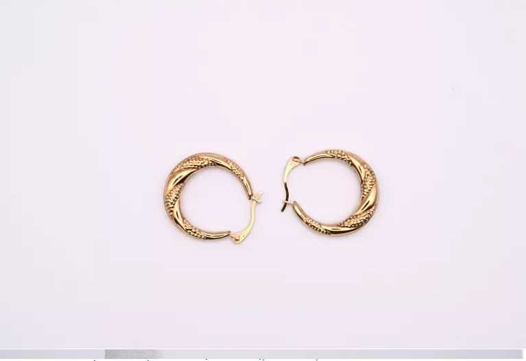 ZB347 Ciekawe, wygodne i lekkie kolczyki kółeczka 375 ze wzorkiem