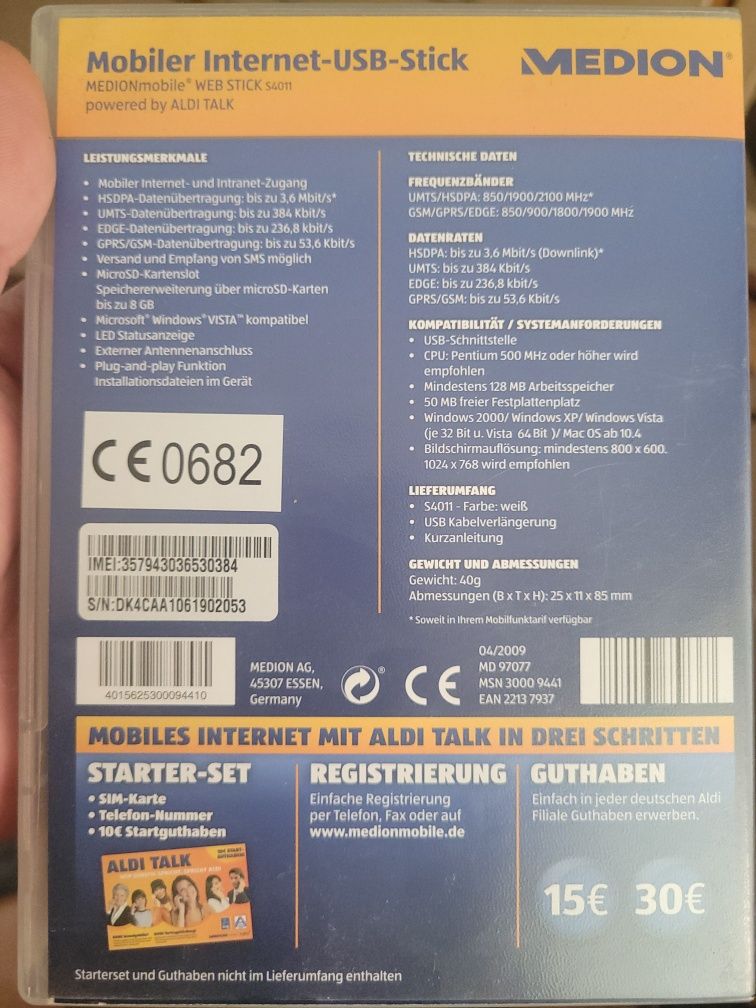 3g USB modem Medion s4011 (Huawei s4011)