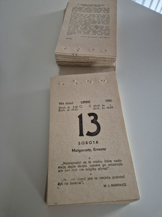 Kartka z kalendarza 1985