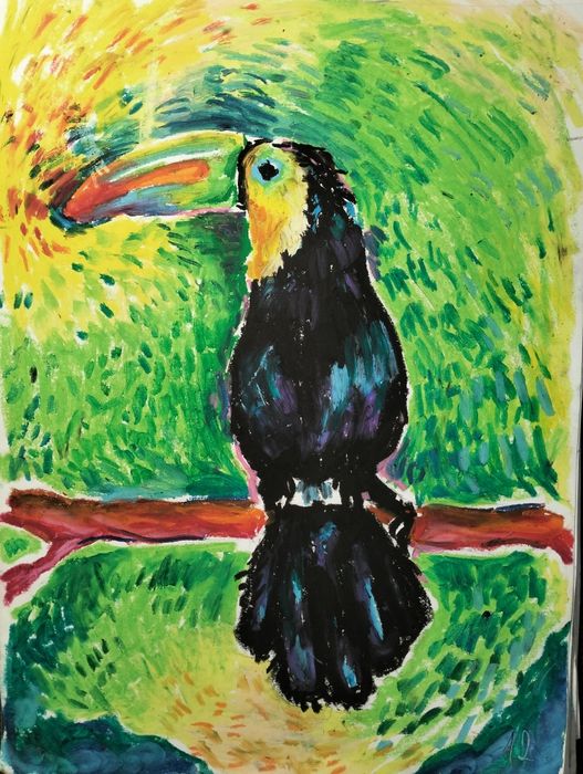 Малюнок птаха в стилі імпресіонізм