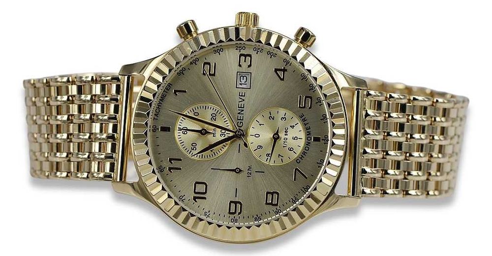 Złoty zegarek 14k 585 z bransoletą męski Geneve mw007y&mbw013y