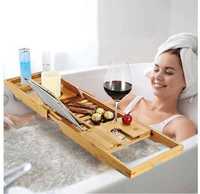 Регульована бамбукова полиця (столик) для ванни