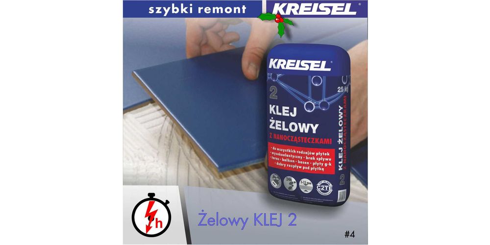 Klej elastyczny ŻELOWY C2TE do płytek, glazury, gresu  KREISEL w2w2