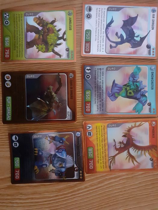 Cartas Invizimals versão OURO – Lendárias e raras (Phoenix, Ria Dragon