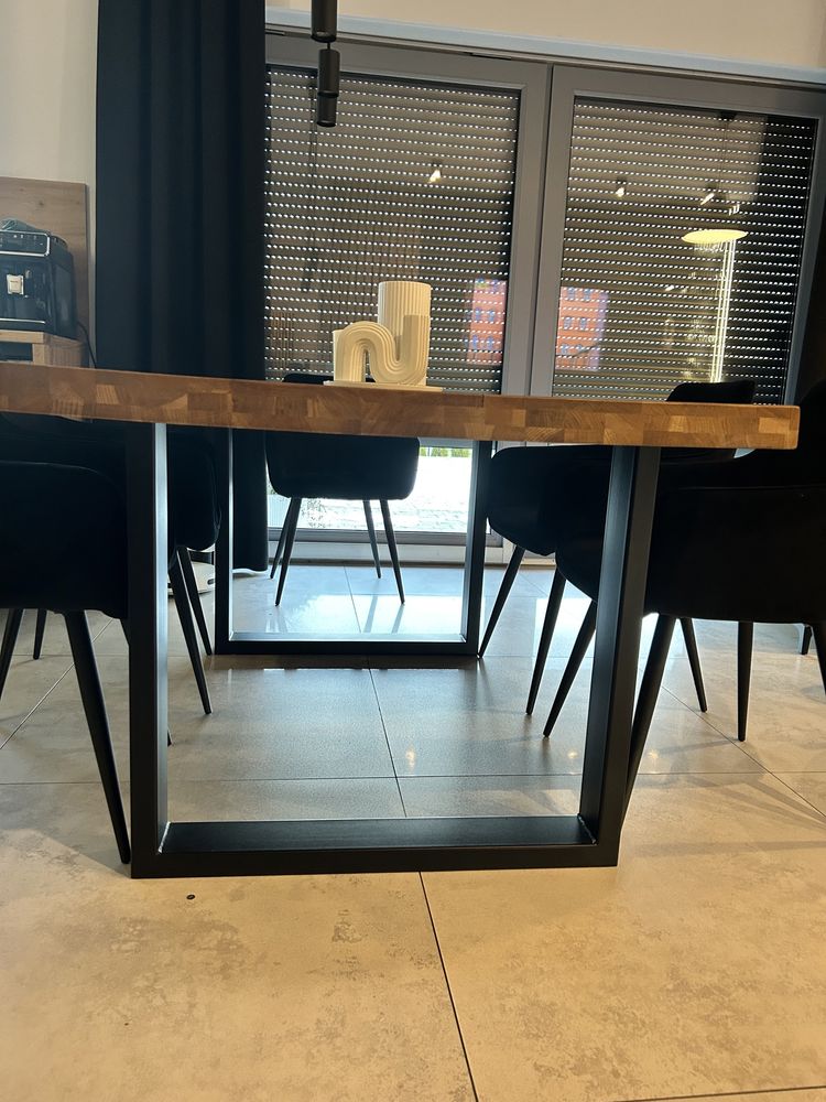 Stół drewniany metalowe czarne nogi 160x100 loft industrialny