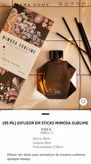 (95 ML) Difusor em Sticks Mimosa Sublime Zara Home