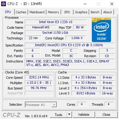 Процессор Intel Xeon e3-1220 v3 ( 3.5GHz/6MB tray 1150 сокет s1150)