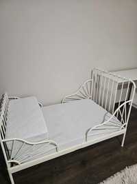 Łóżko Ikea MINNEN białe razem z materacem, regulowane
