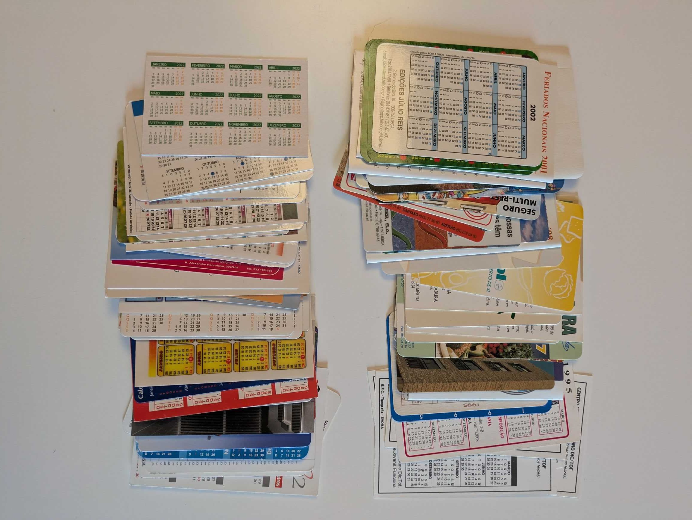Coleção de calendários de bolso e outros formatos