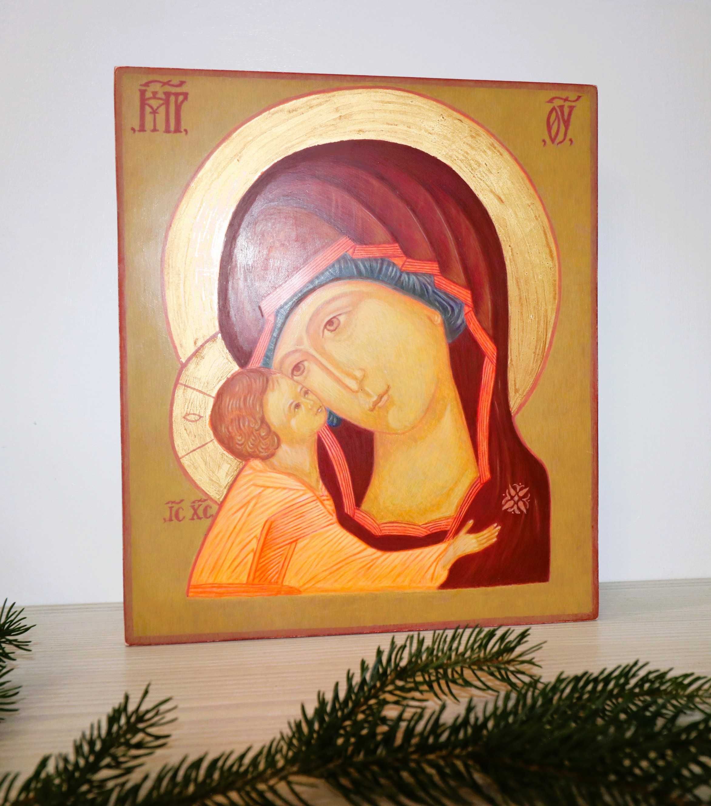 Ikona Matki Bożej Korsuńskiej malowana tradycyjną temperą jajeczną