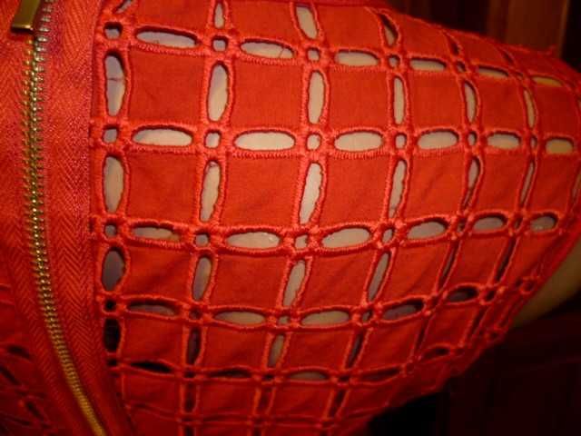 Красное платье Kosmika летнее кружевное юбка-клеш натуральное