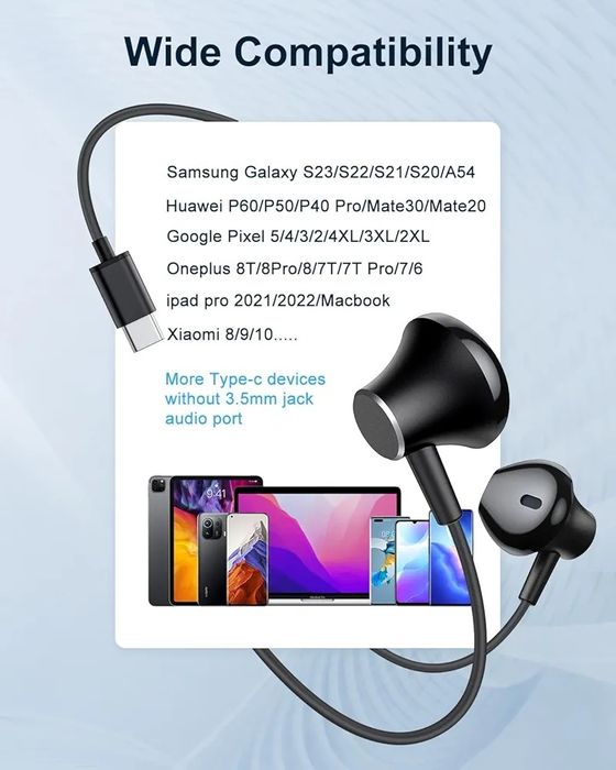 Słuchawki przewodowe USB-C New Bee