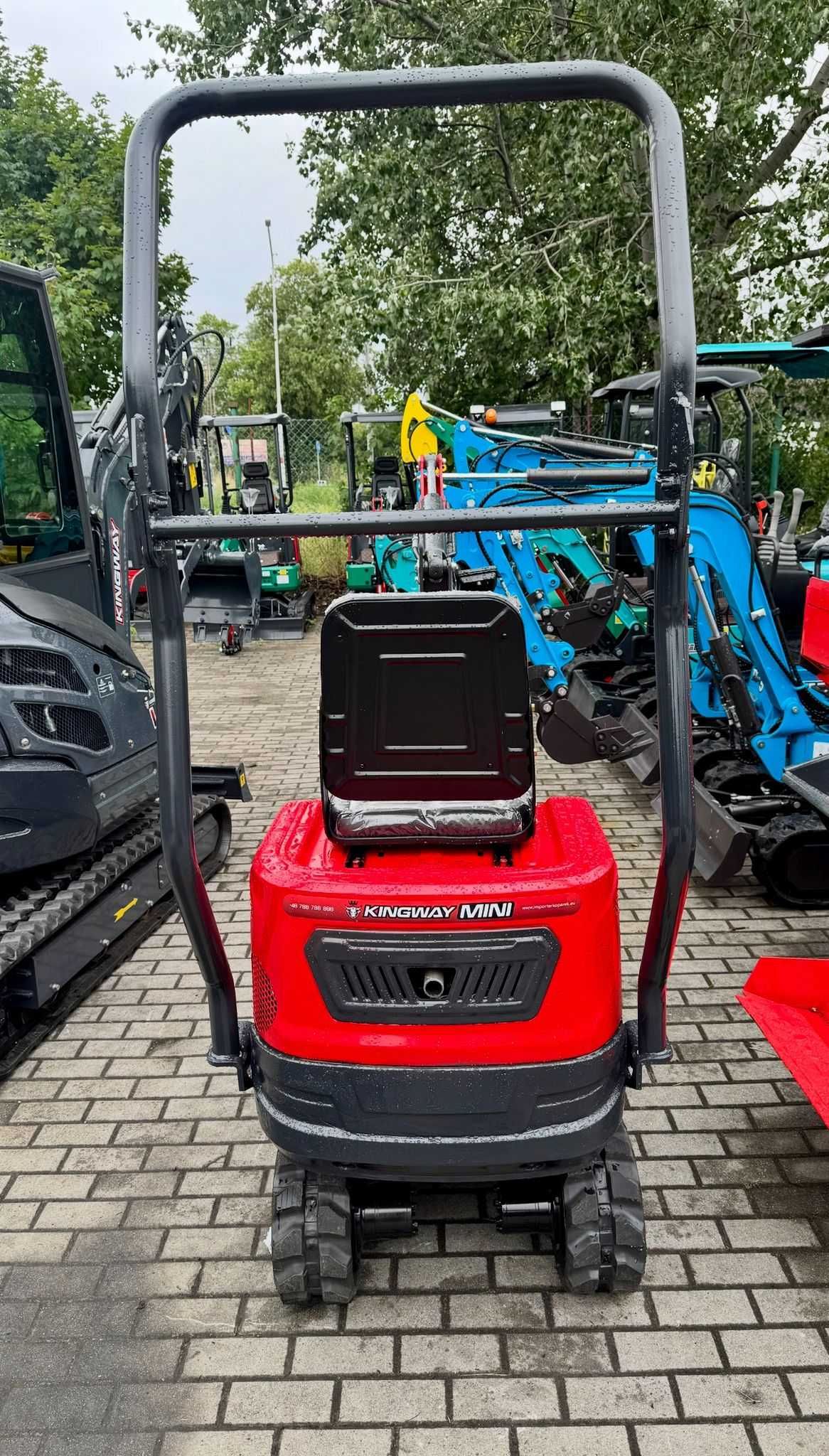 Koparka Kingway Mini 700kg, 3 łyżki, ramię skrętne, stick steer!