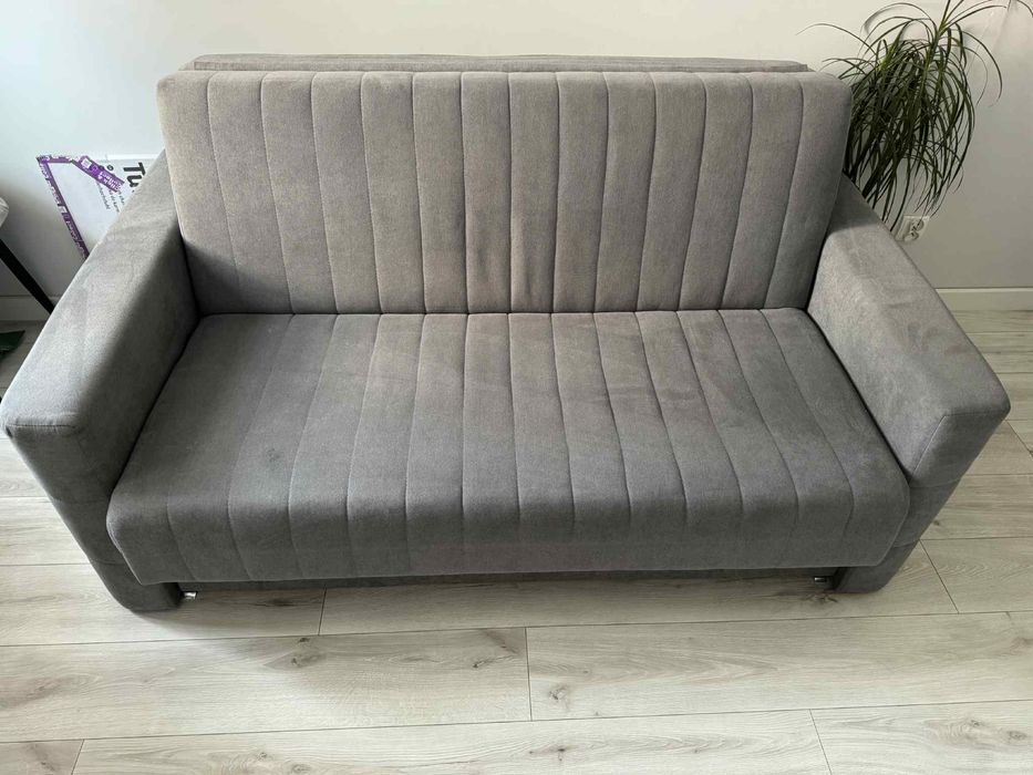 Sofa rozkładana 3-osobowa,  szara