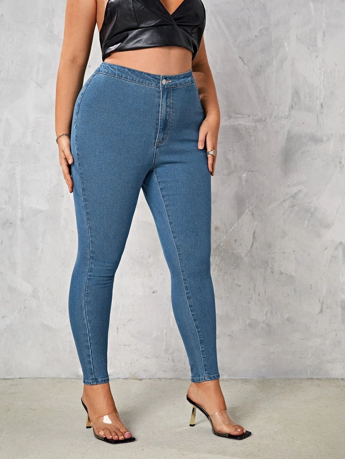 Jeansy Damskie Rurki Obcisłe Niebieskie 2Xl 44