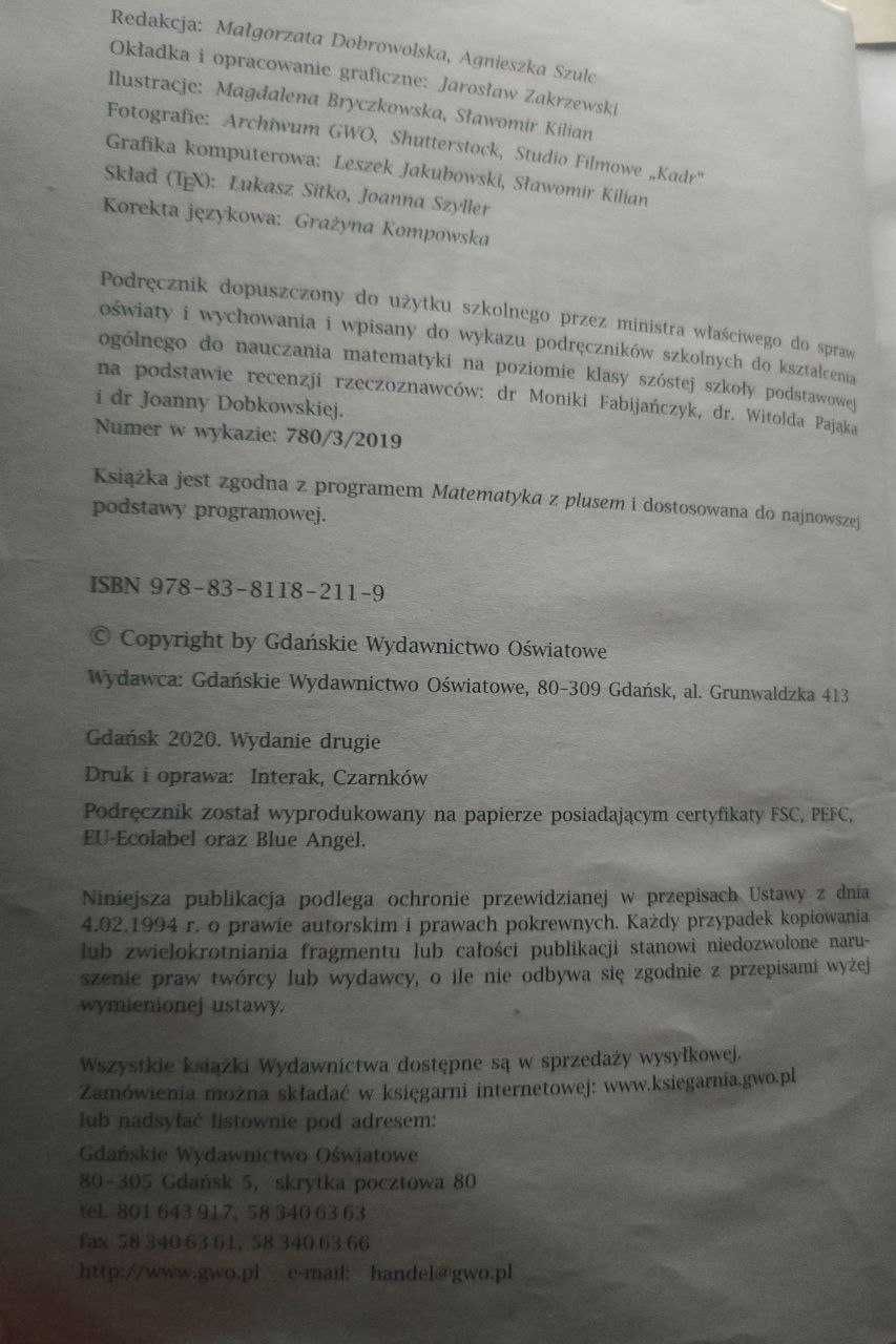 GWO matematyka z plusem, podręcznik widocznie używany! poziom 6