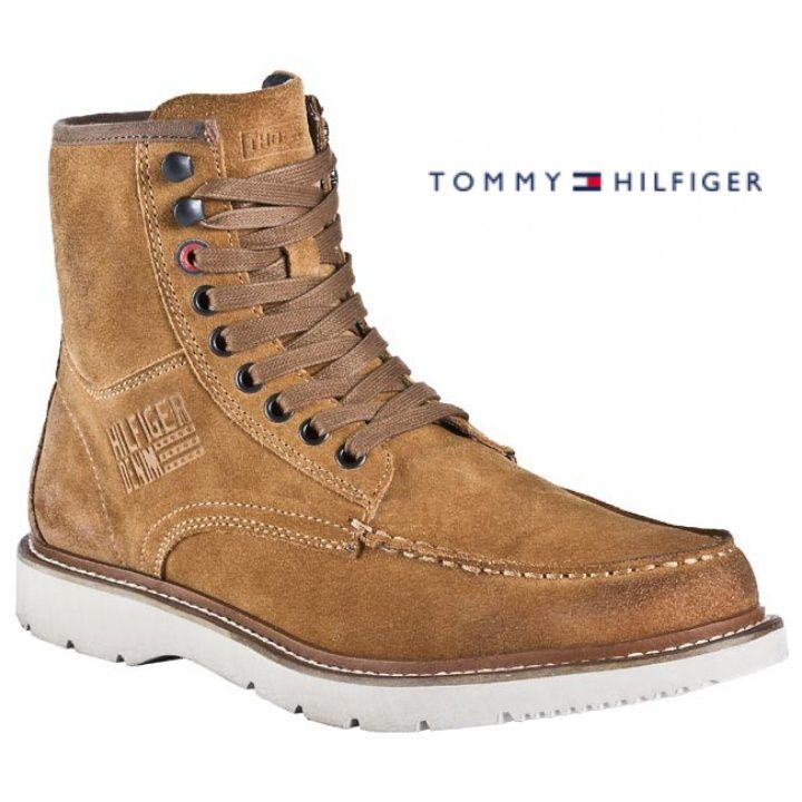 Мужские кожаные, замшевые ботинки, коричневые сапоги Tommy Hilfiger. р