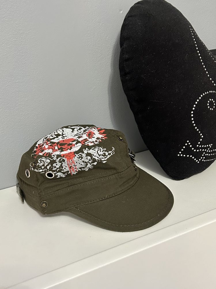 czapka khaki z nadrukiem y2k 2000s