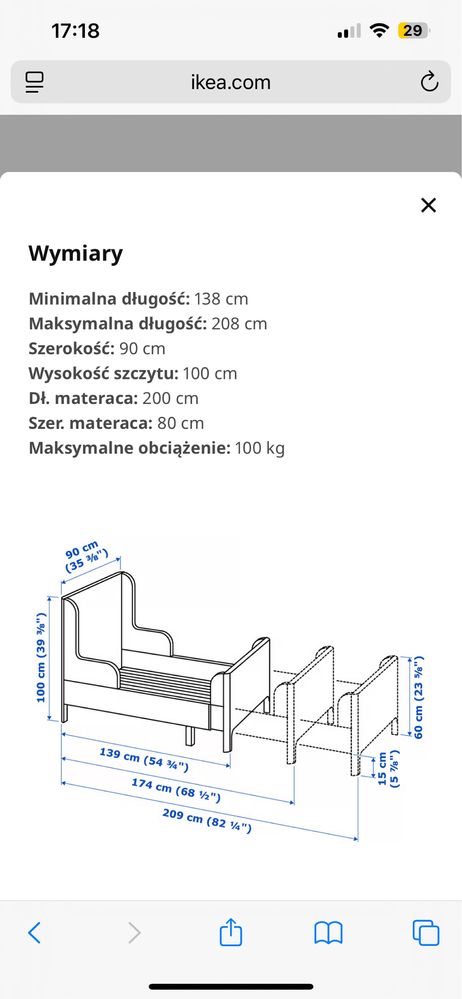 Łóżko Ikea Busunge rosnące z dzieckiem!!!