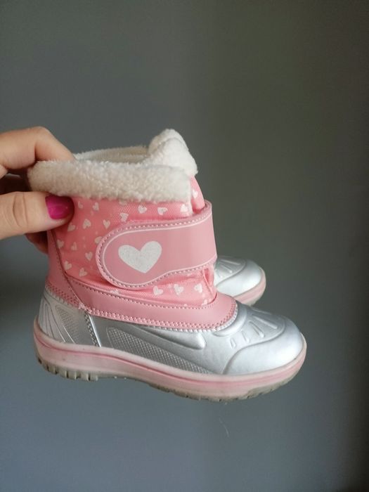 Buty, śniegowce biało różowe, rozmiar 27