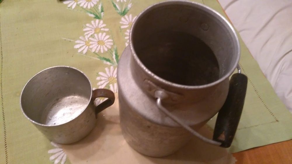 Bańka aluminiowa, garnek na mleko i garnuszek 0,5l