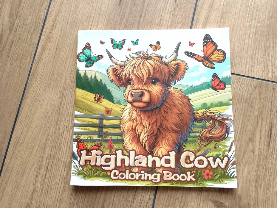 Highland Cow, Coloring Book, kolorowanki dla dzieci i dorosłych.