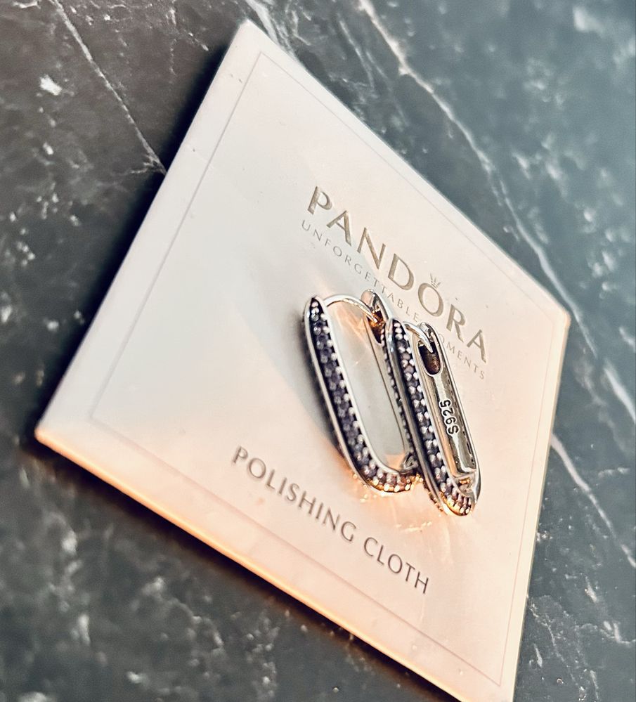 Nowe piękne kolczyki srebrne ogniwo pave s925 typu pandora