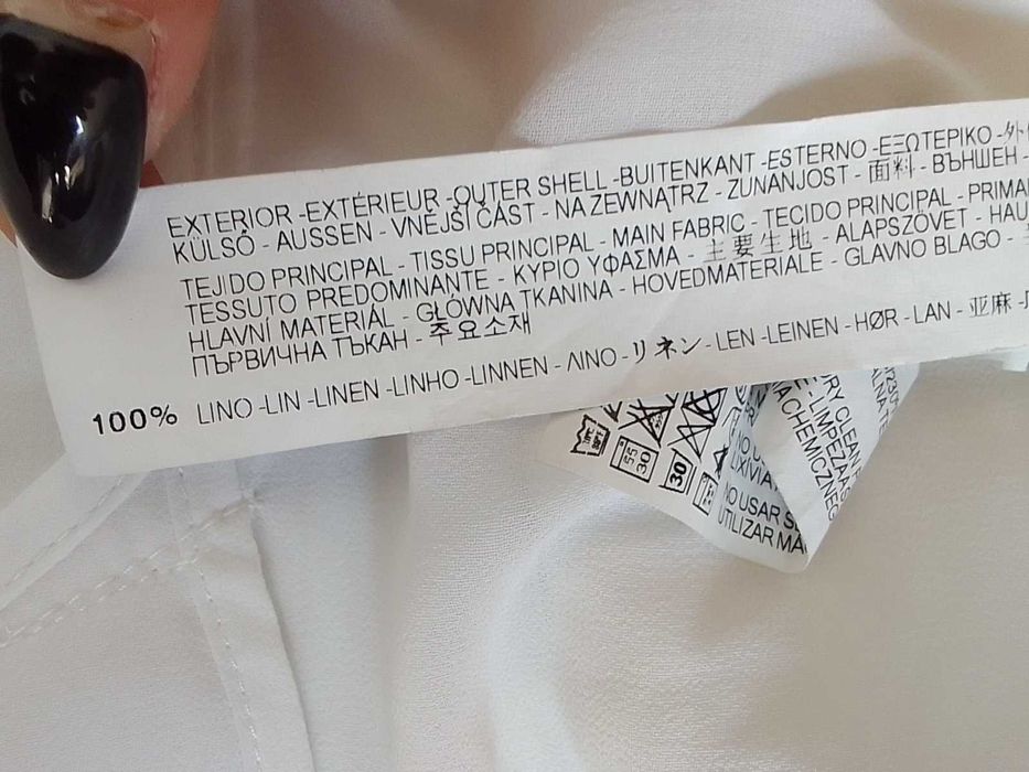 Zara biały lniany żakiet marynarka len s 36