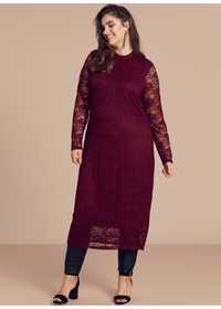 Elegancka Zizzi sukienka koronkowa bordo XXXL 48 50 52 eleg