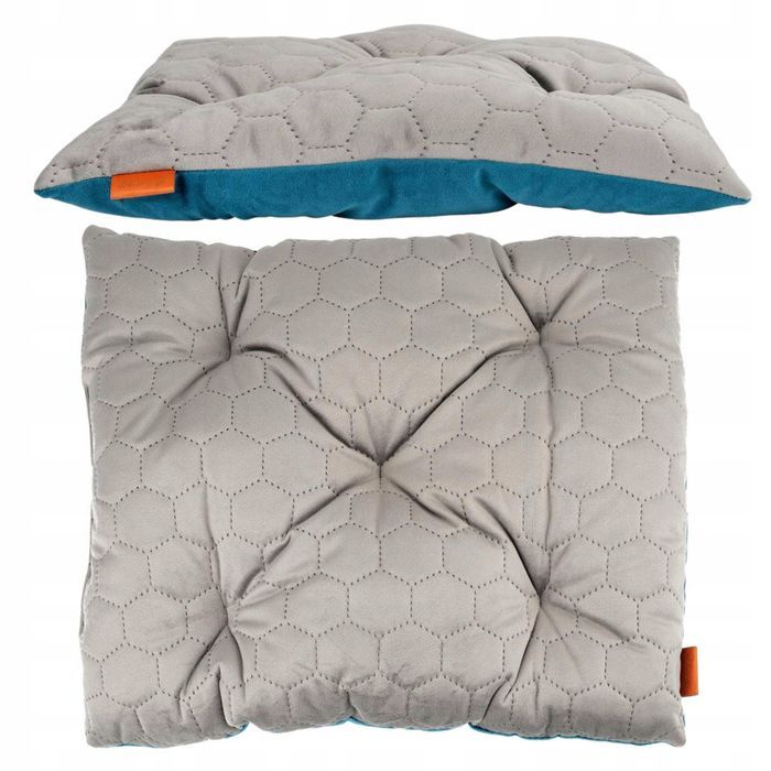 poducha pikowana posłanie dla małego psa do kojca auta 38x48 cm szara