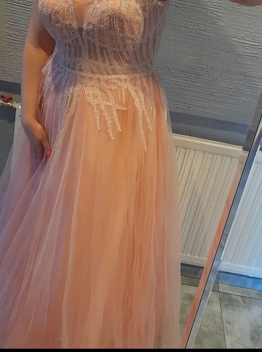 Sukienka bal studniówka slub cywilny pudrowy róż