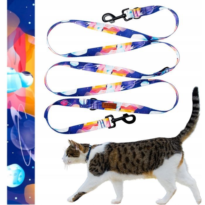 smycz modułowa z opcją przepinania do 240 cm dla małego kota kosmos